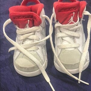 Jordan White and Red High-Top Sneakers Classic Style